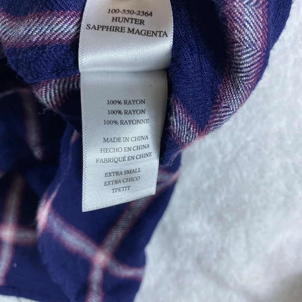 Rails Flannel Shirt Women Sz XS Purple Plaid Long Sleeve Winter Soft Cozy - Picture 5 of 10